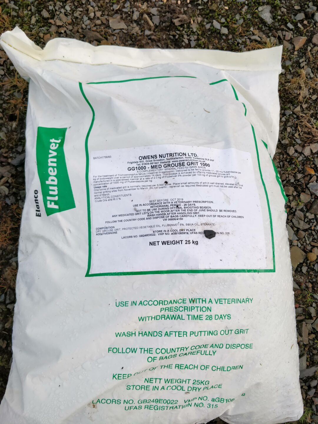 Medicated grit photagraphed in the Lammermuirs