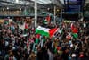Hundreds of protesters occupied Waverley Station in Edinburgh on November 4, 2023, as part of a larger demonstration that inc